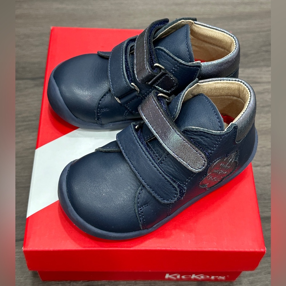 Kickers navy blue kids shoes. Size 22. US size 6. Brand new in box
